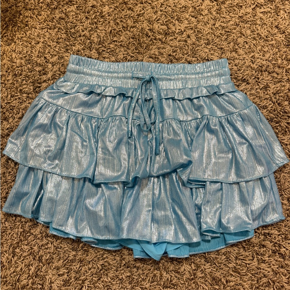 Shimmering Blue Mini Skirt